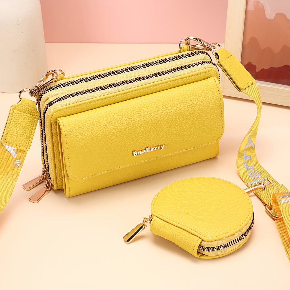Women's Long Wallet, Double Zip with Removable Round Pouch