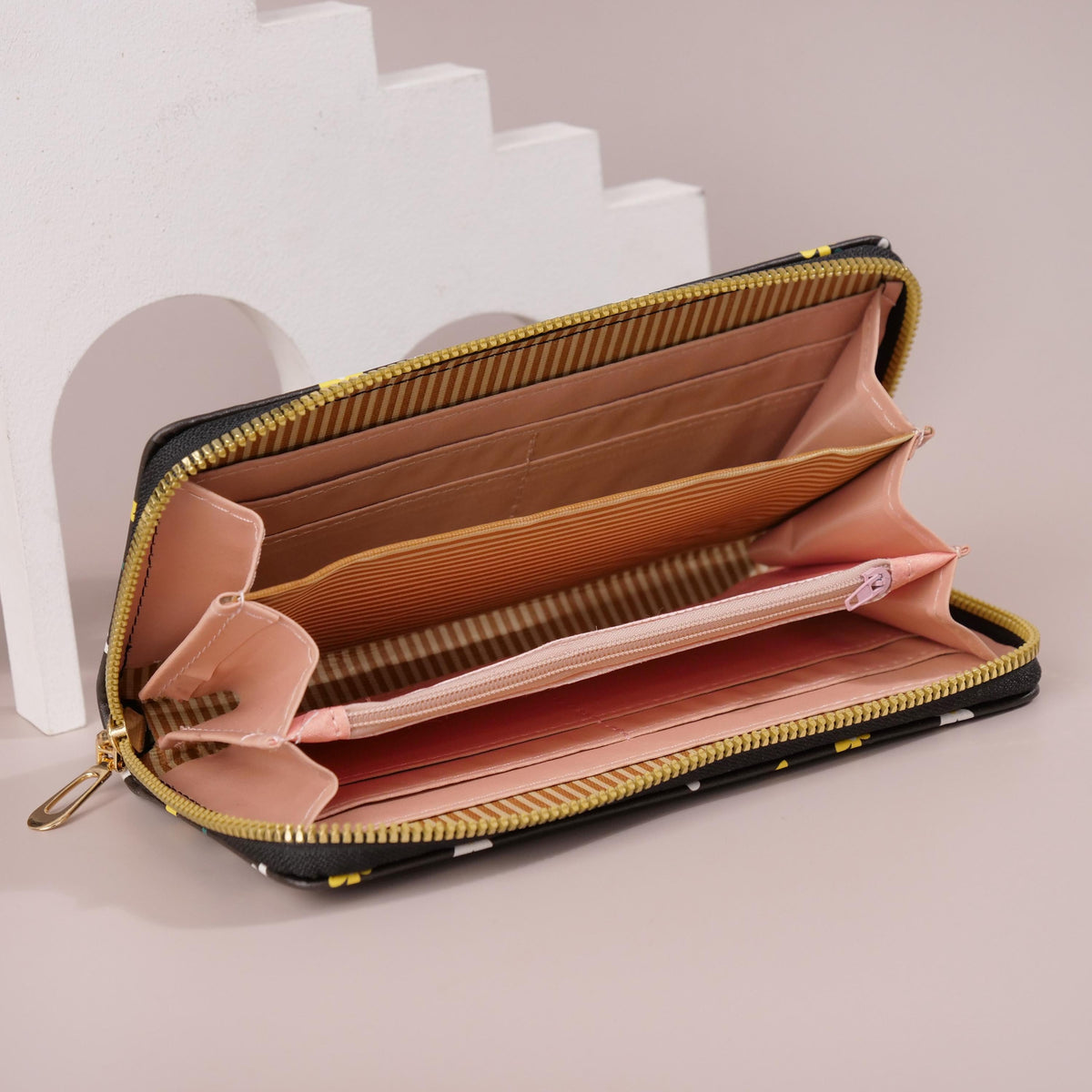 Long Women's Wallet with Butterfly Print, Zip and Wrist Strap