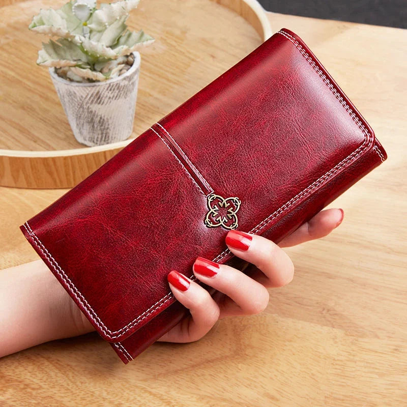 Long women's wallet, six card slots