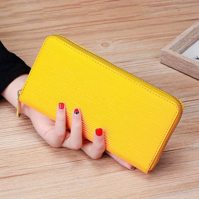 Women's Long Zippered Wallet in Soft Textured Leather