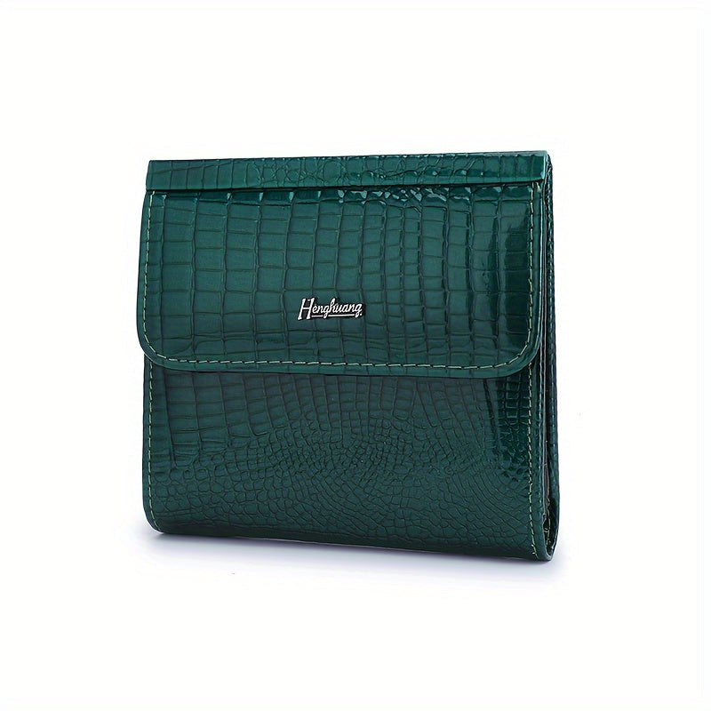 Mini Square Women's Wallet, Patent Croc