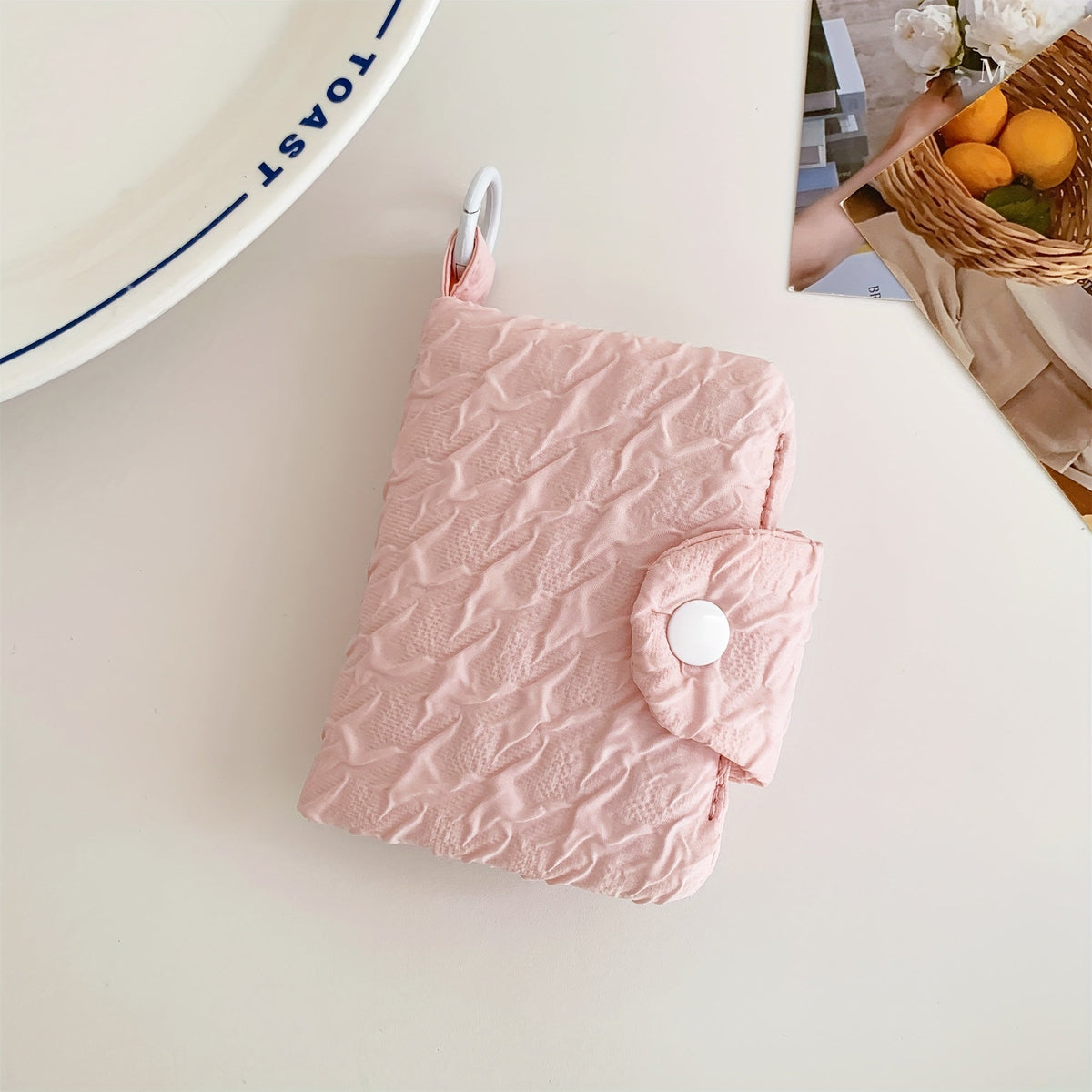Mini Women's Wallet in Textured Fabric, 10 x 8 cm Closed Image
