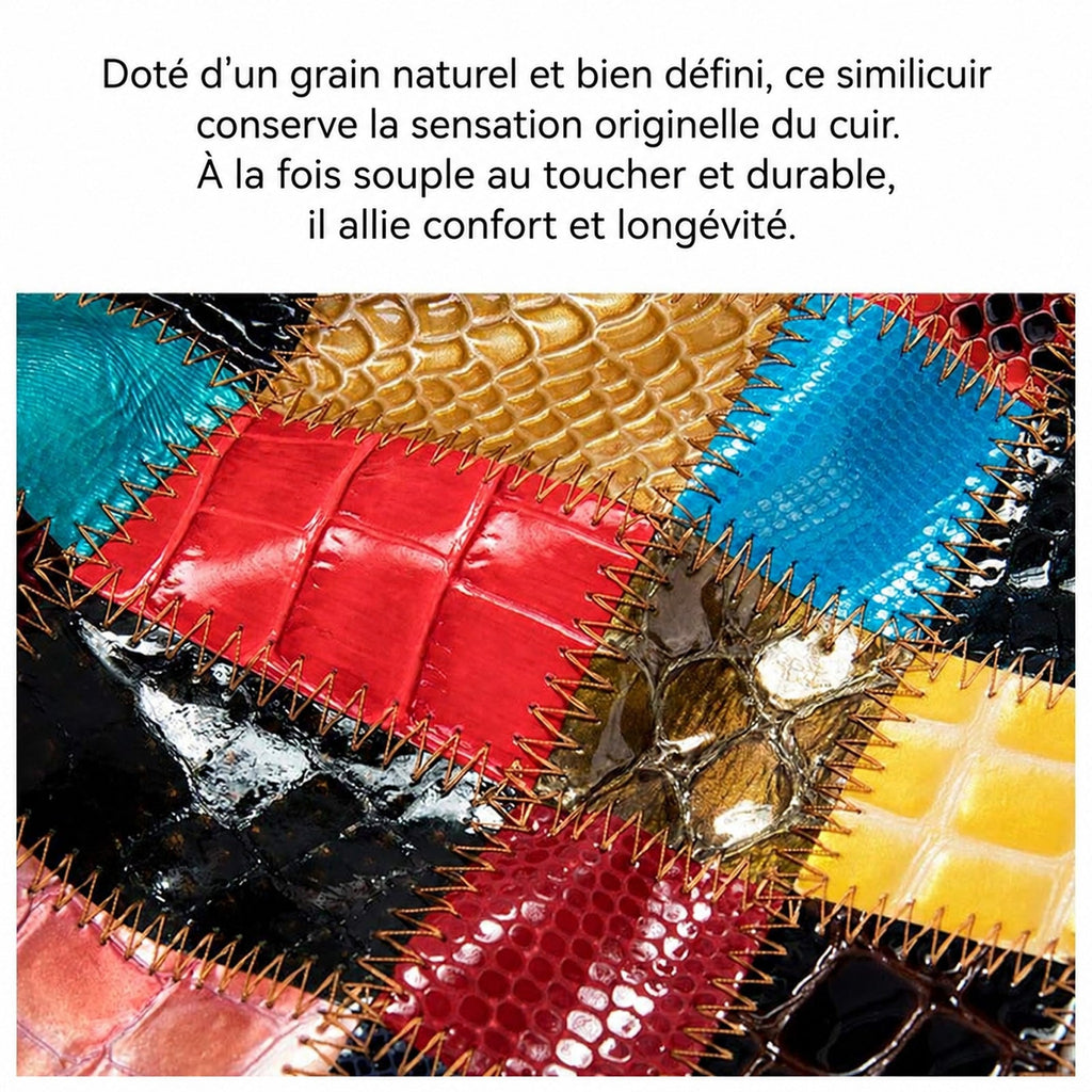 Multicolored Patchwork Women's Wallet with Croc Grain
