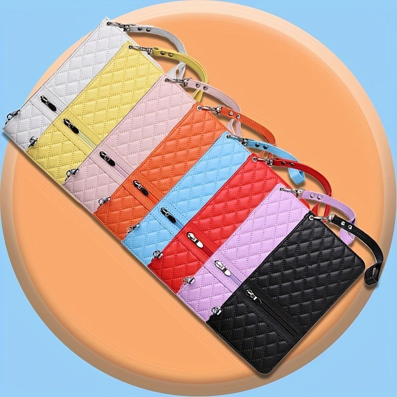 Flat Women's Wallet with Diamond Quilting, Black and Red