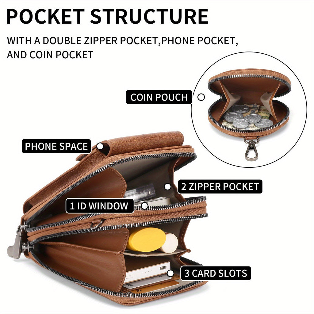 Women's Wallet 11 cm, Phone Pocket and Round Coin Purse