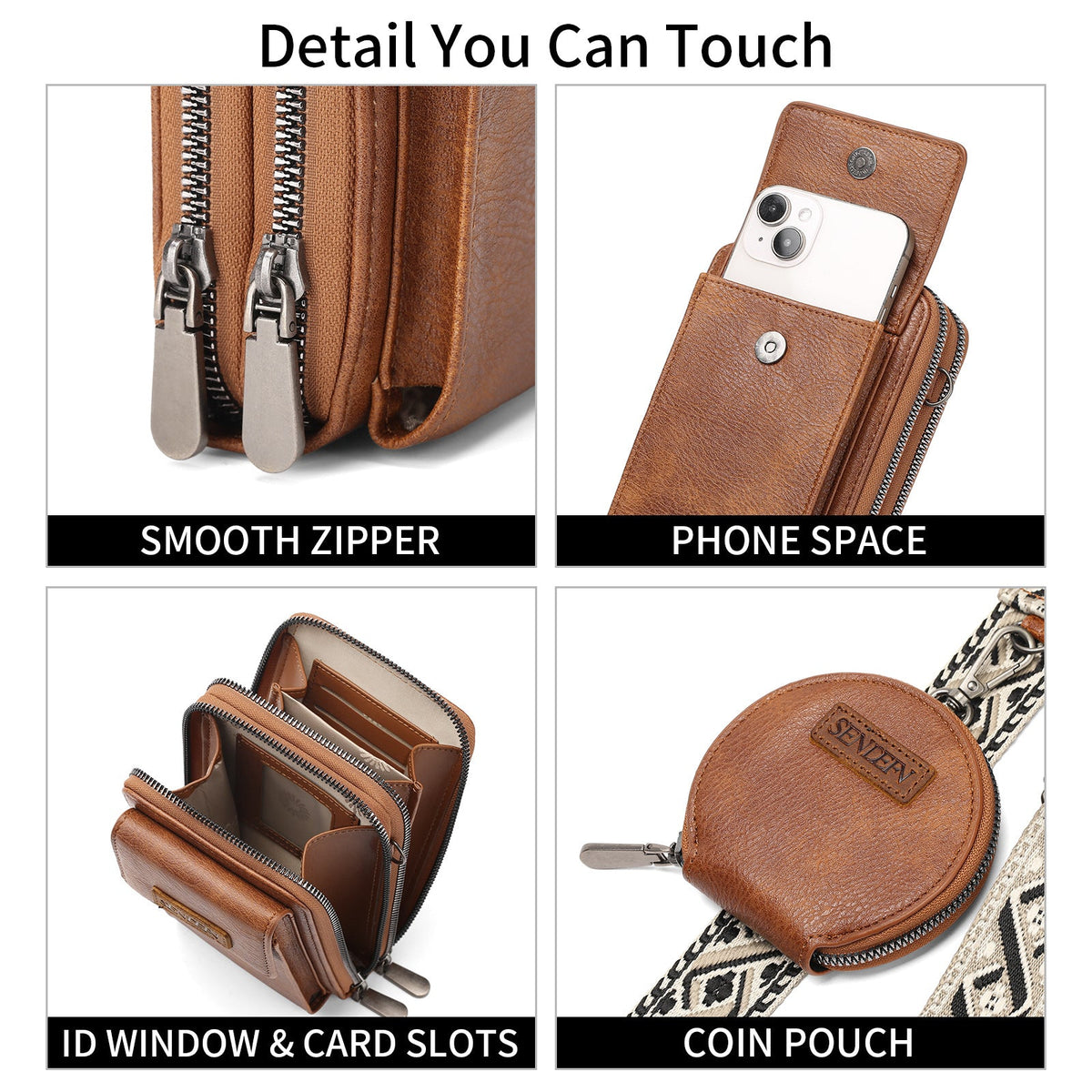 Women's Wallet 11 cm, Phone Pocket and Round Coin Purse