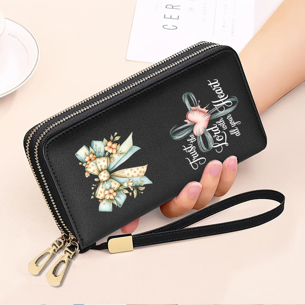 Women's Anti-RFID Wallet Clutch with Floral Bow Print