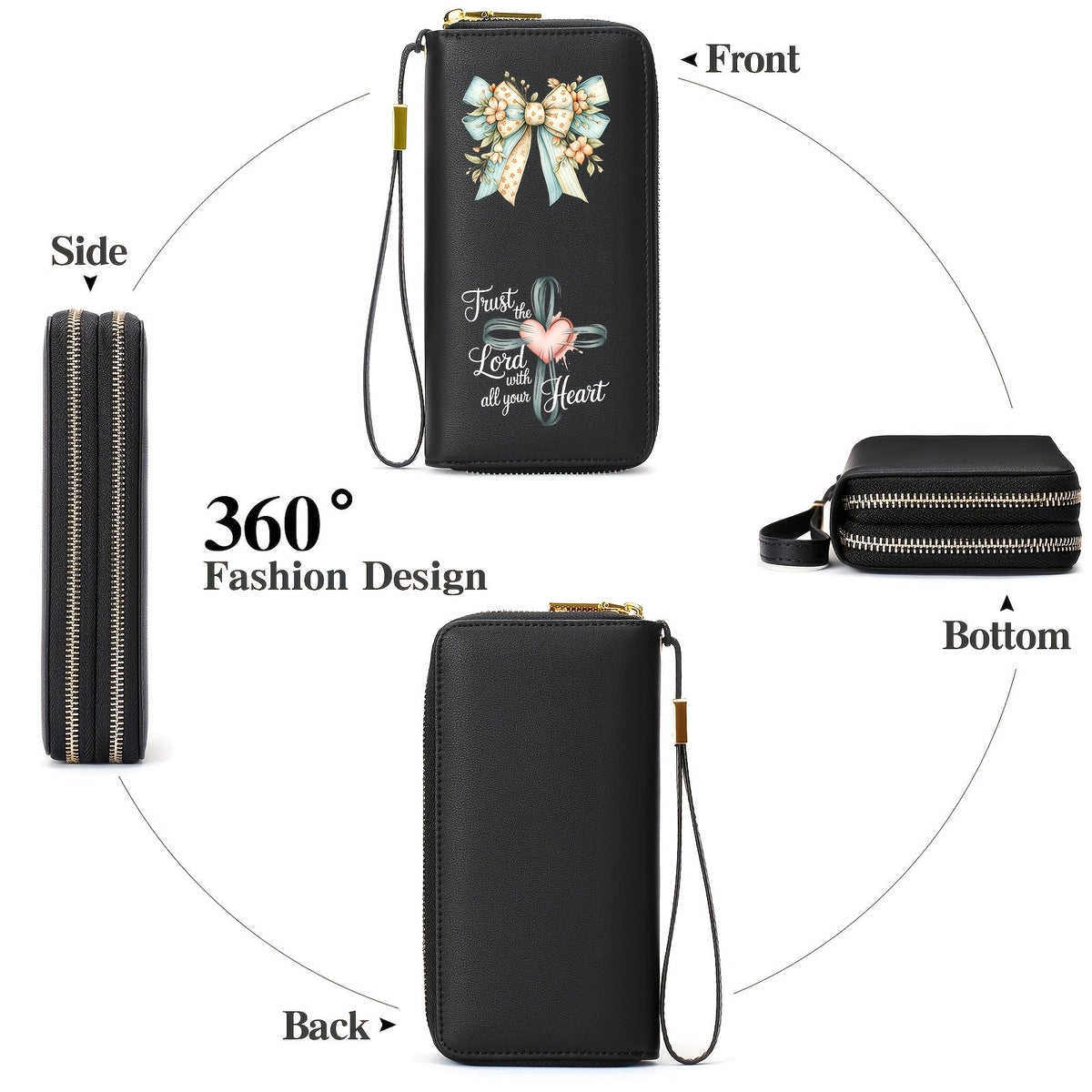Women's Anti-RFID Wallet Clutch with Floral Bow Print