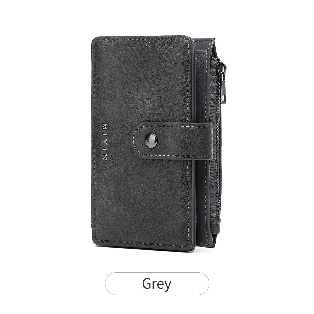 Compact Women's PU Leather RFID Wallet with Zip and Snap Closure