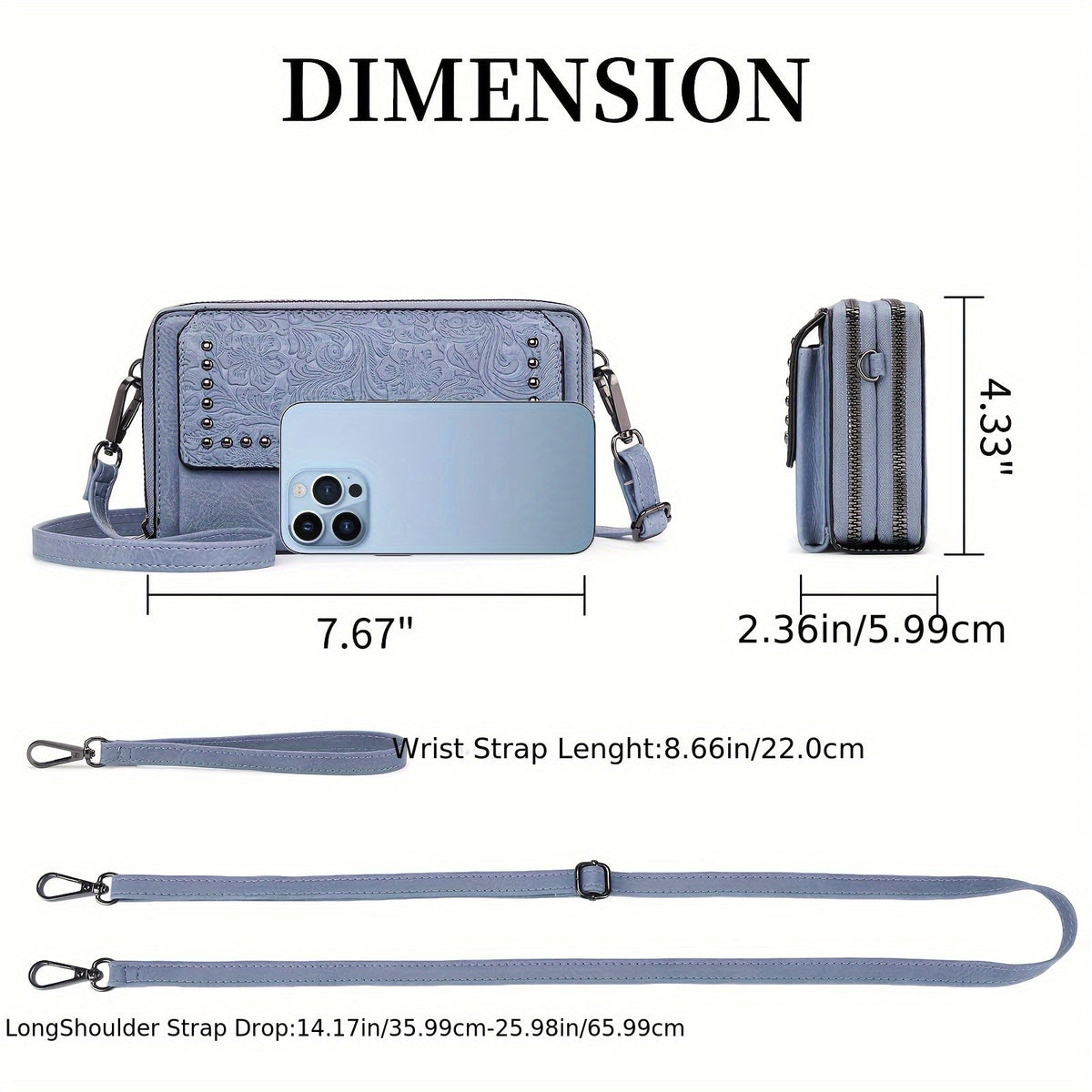 Women's Wallet with Adjustable Strap, 15 Slots and a Window