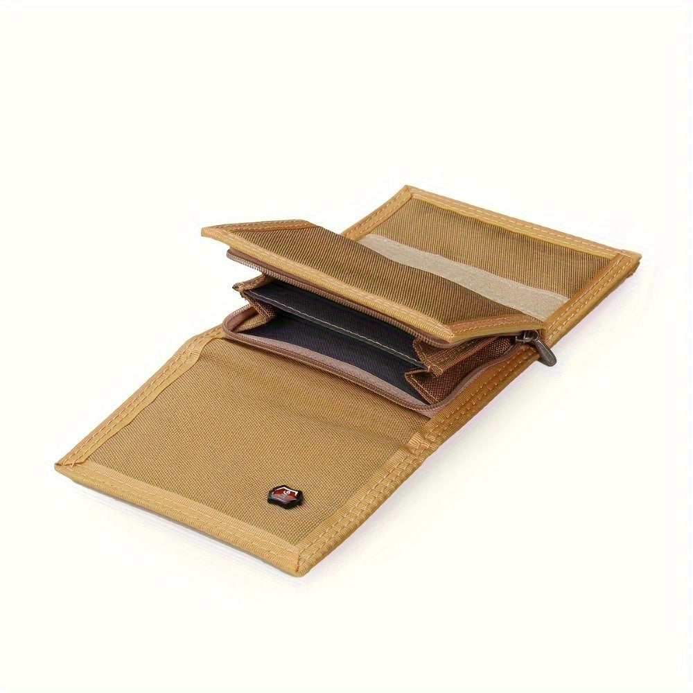 Women's Tri-Fold Wallet, Trimmed Canvas, 12 x 8 x 2 cm