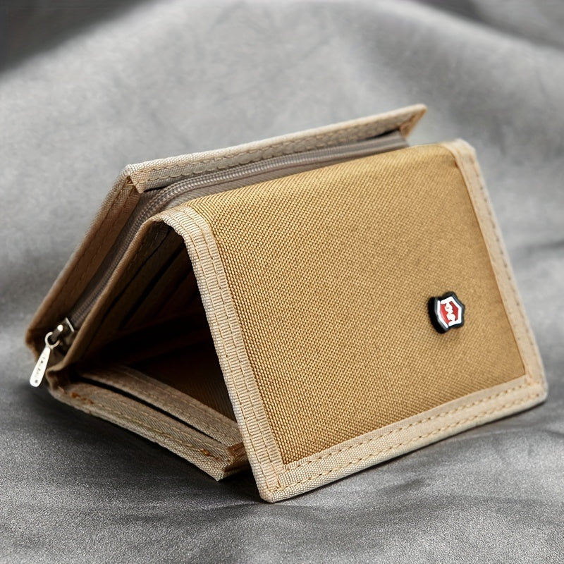 Women's Tri-Fold Wallet, Trimmed Canvas, 12 x 8 x 2 cm