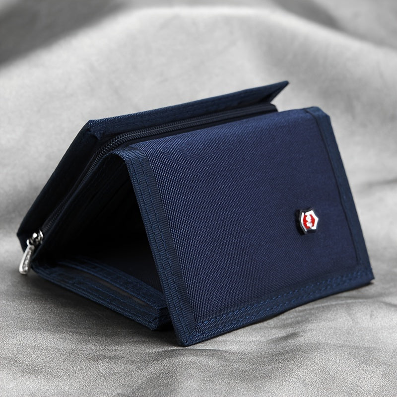 Women's Tri-Fold Wallet, Trimmed Canvas, 12 x 8 x 2 cm