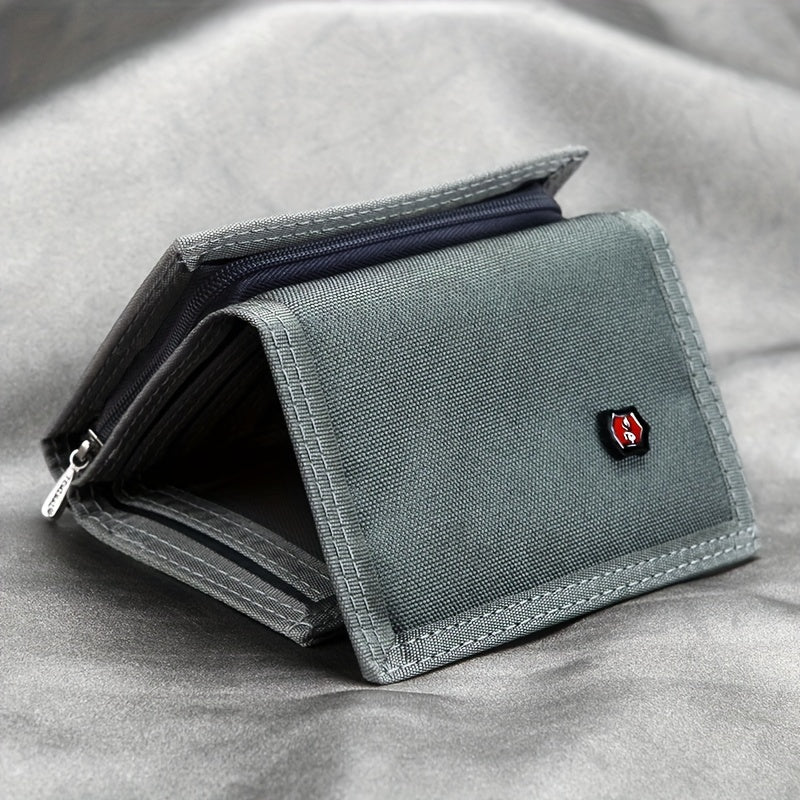 Women's Tri-Fold Wallet, Trimmed Canvas, 12 x 8 x 2 cm