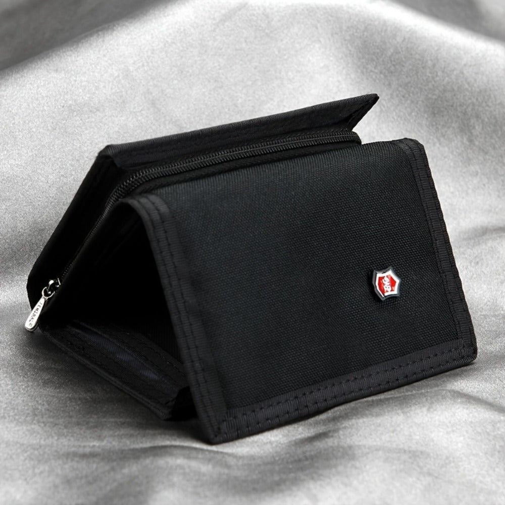 Women's Tri-Fold Wallet, Trimmed Canvas, 12 x 8 x 2 cm