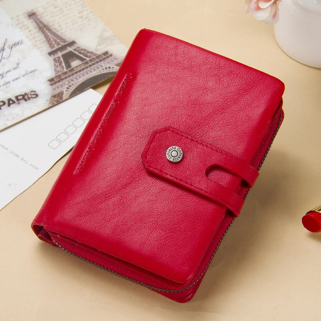 Women's Vertical Zip Wallet in Leather, 10 Slots
