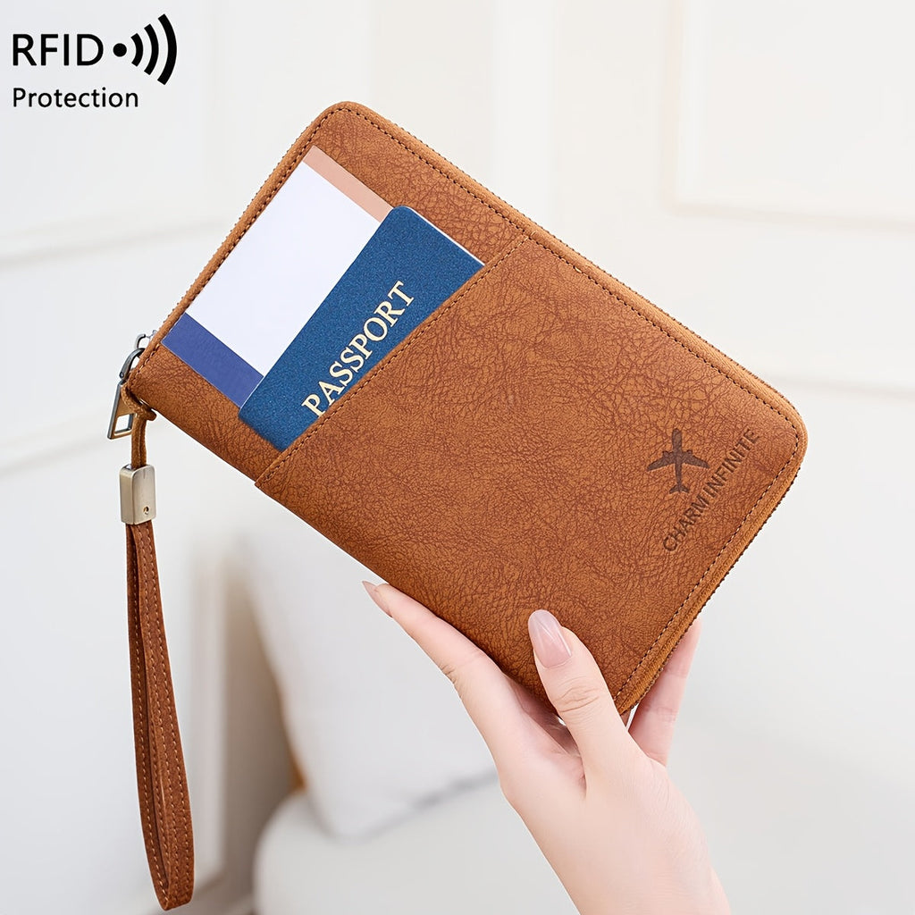 Zippered Women's Travel Wallet, Holds 4 Passports and Anti-RFID