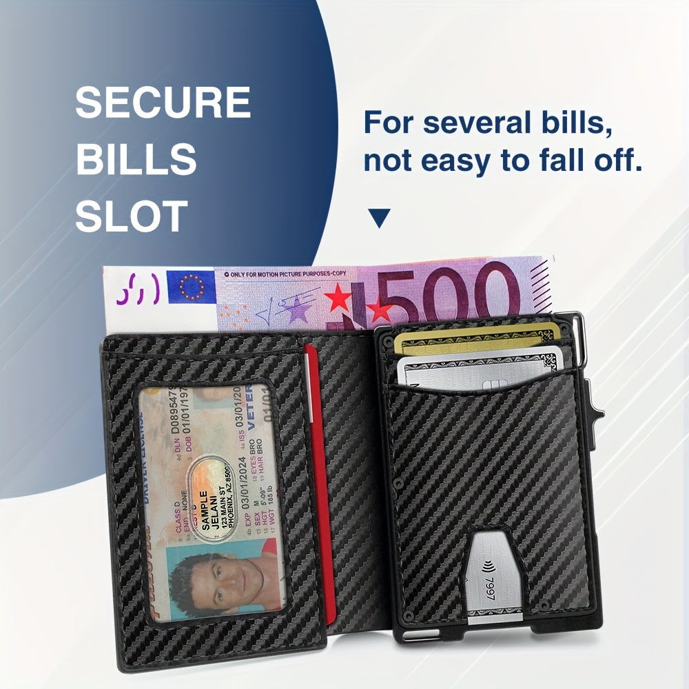 Men's Wallet for 16 Cards, Aluminum Frame and Zipper Pocket Image