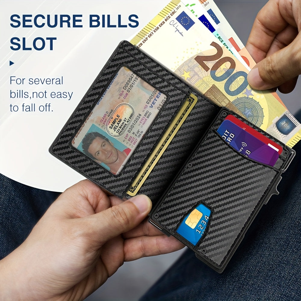 Men's Wallet for 16 Cards, Aluminum Frame and Zipper Pocket