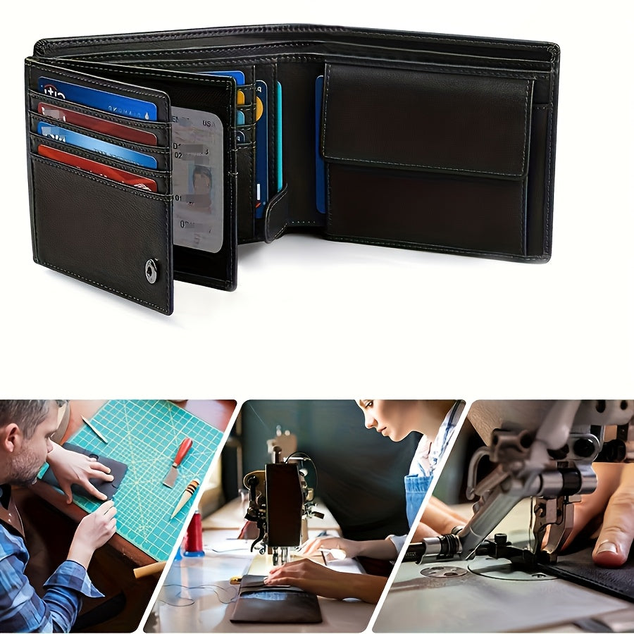 Men's Bi-Fold Anti-RFID Wallet for 15 Cards and Cash