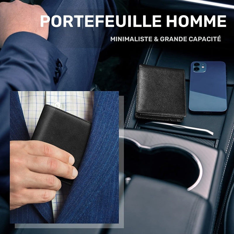 Men's Bi-Fold Anti-RFID Wallet for 15 Cards and Cash