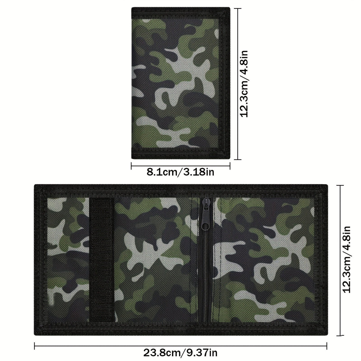 Men's 3-Fold Camouflage Canvas Wallet with Chain