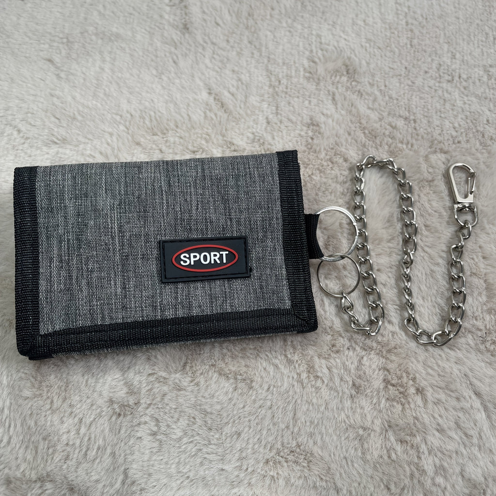 Men's 3-Fold Camouflage Canvas Wallet with Chain