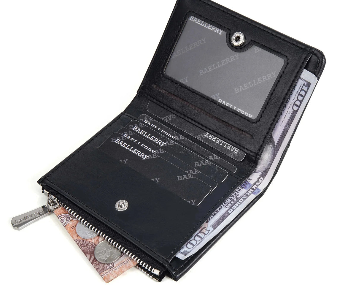 Men's Wallet with RFID Protection and Zipper Closure