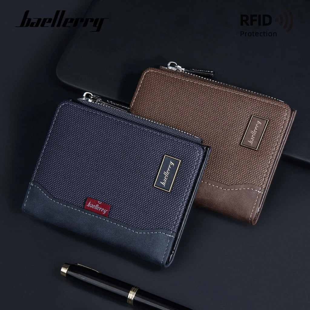 Men's Wallet with RFID Protection and Zipper Closure