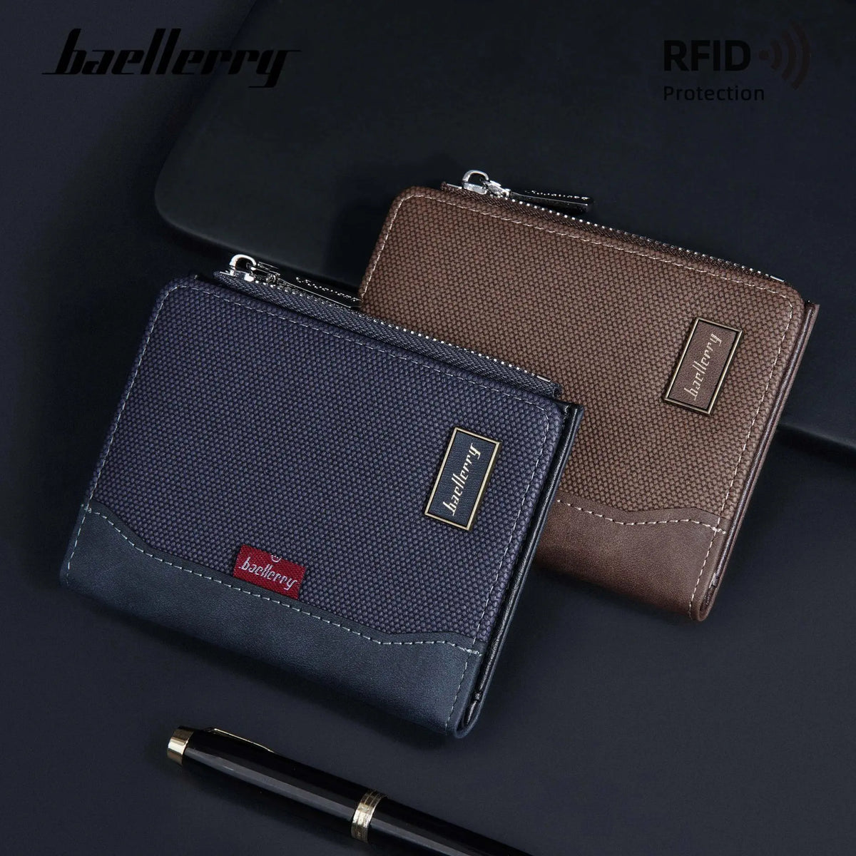 Men's Wallet with RFID Protection and Zipper Closure Image