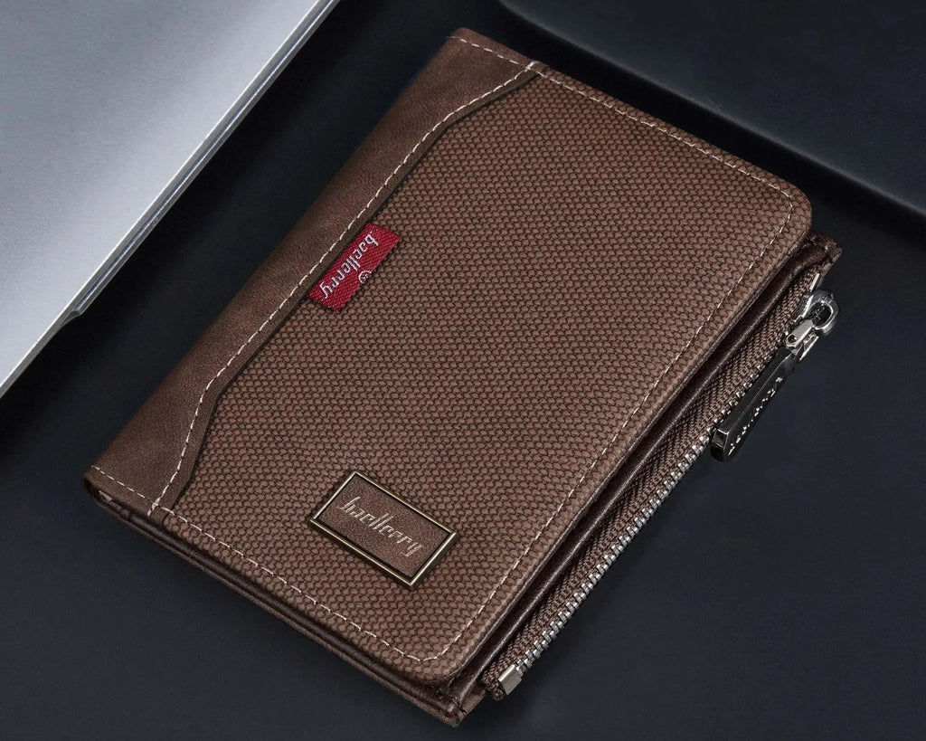 Men's Wallet with RFID Protection and Zipper Closure