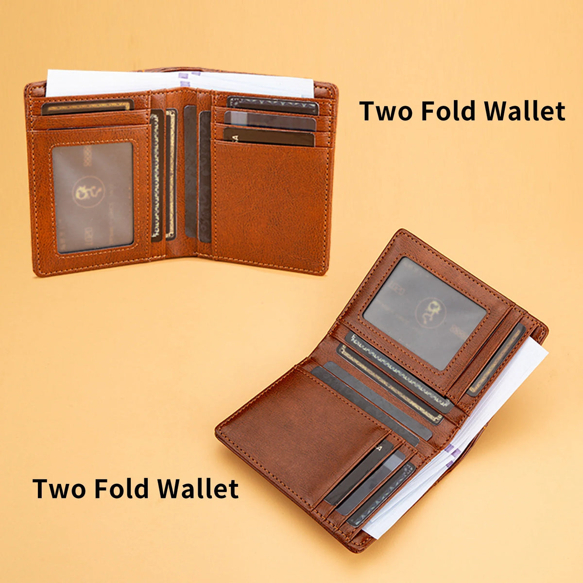 Men's Bifold PU Wallet in British Style with Card Slots and Bill Compartments
