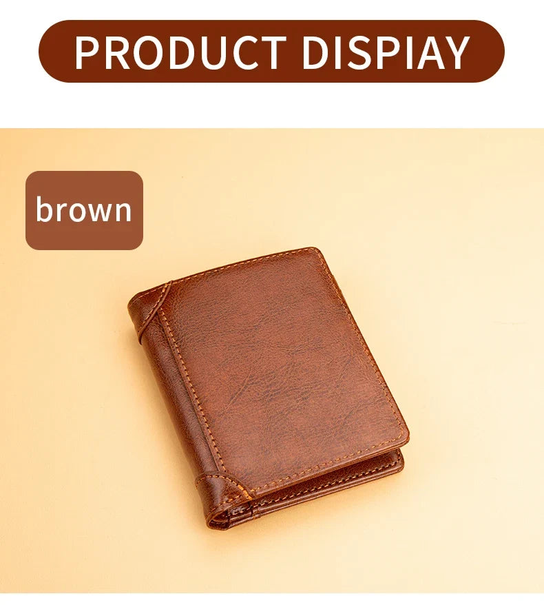 Men's Bifold PU Wallet in British Style with Card Slots and Bill Compartments