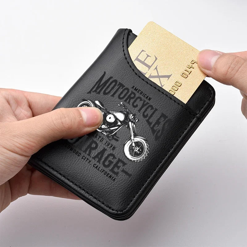 Men's Retro PU Leather Biker Style Wallet with Compact Card Holder