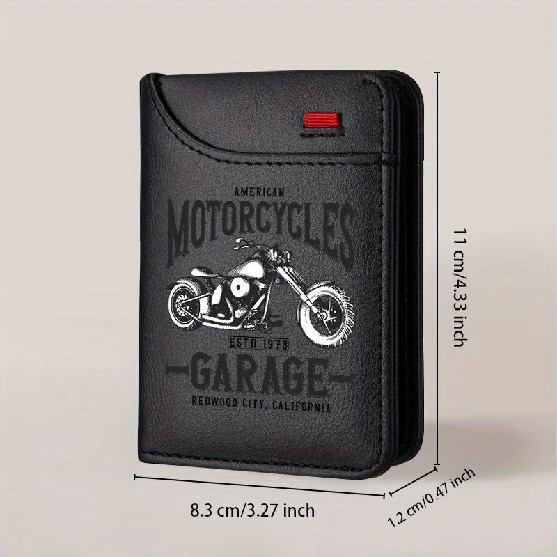 Men's Retro PU Leather Biker Style Wallet with Compact Card Holder