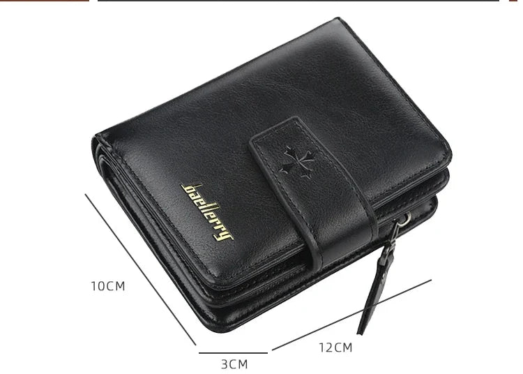 Men's Business Wallet in PU Leather with Double Zipper Closure