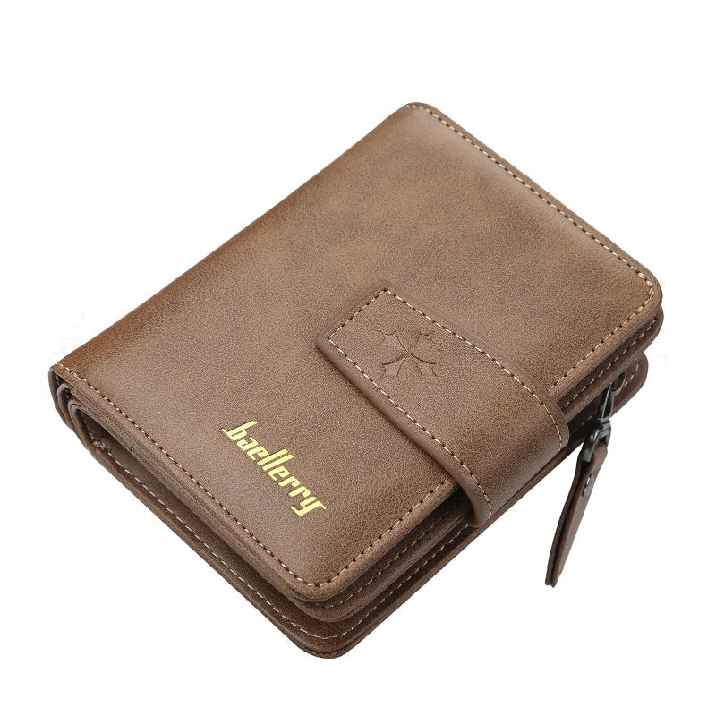 Men's Business Wallet in PU Leather with Double Zipper Closure