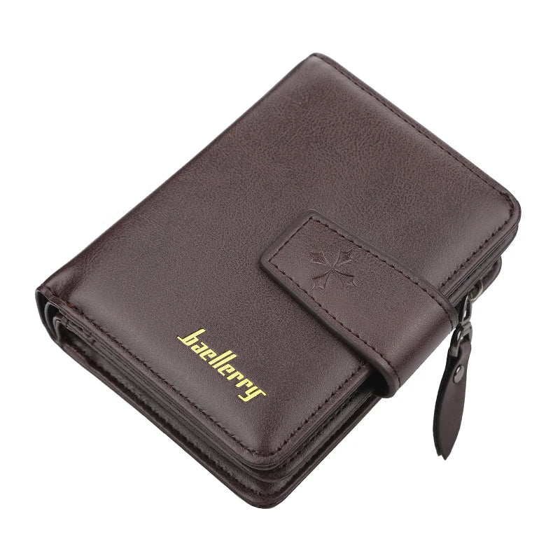 Men's Business Wallet in PU Leather with Double Zipper Closure