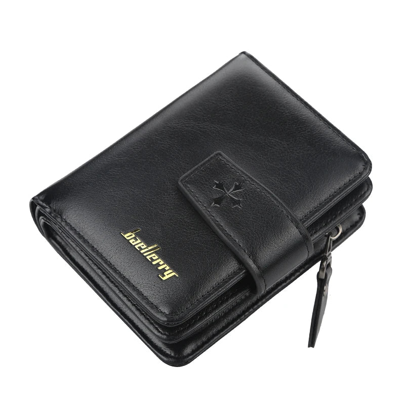Men's Business Wallet in PU Leather with Double Zipper Closure