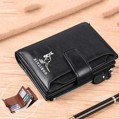 Genuine Leather Wallet - RFID Security and Double Closure