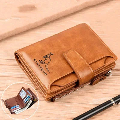 Genuine Leather Wallet - RFID Security and Double Closure