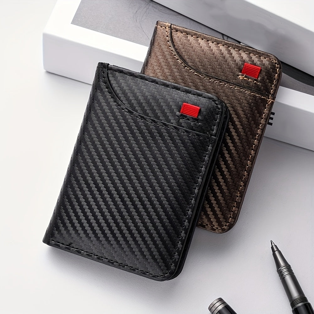 Ultra-slim carbon wallet for men, 11.1 x 8 x 1.2 cm