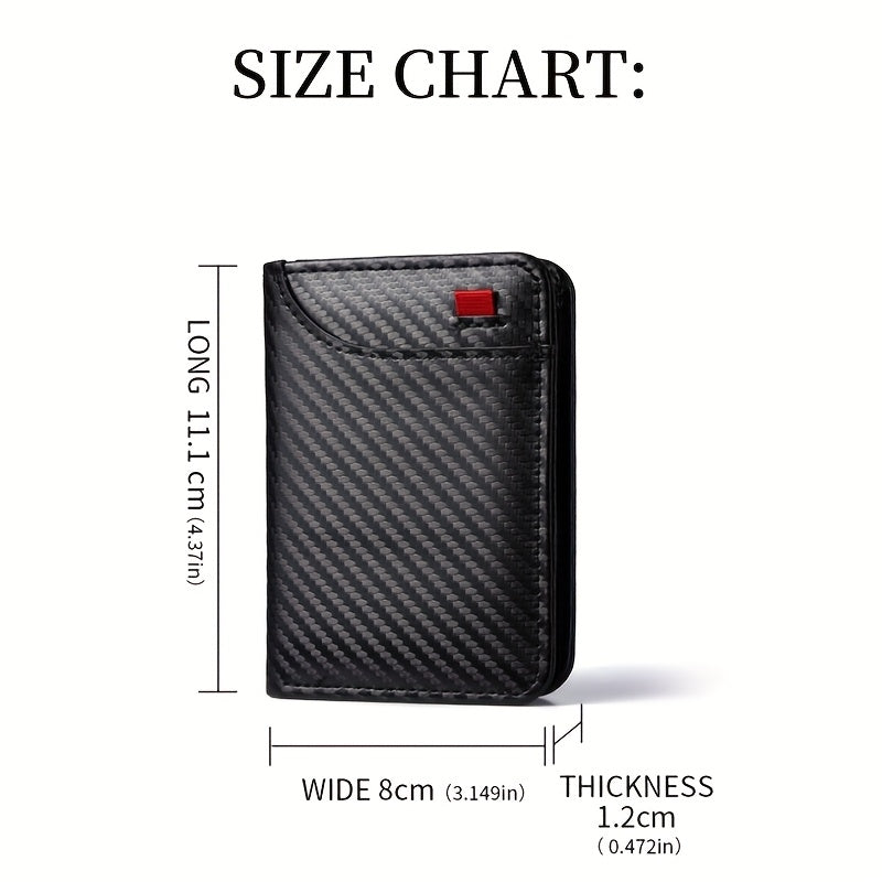 Ultra-slim carbon wallet for men, 11.1 x 8 x 1.2 cm
