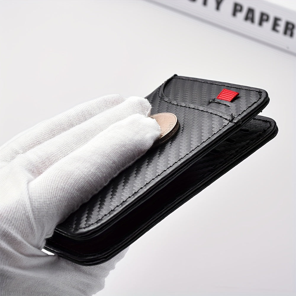Ultra-slim carbon wallet for men, 11.1 x 8 x 1.2 cm