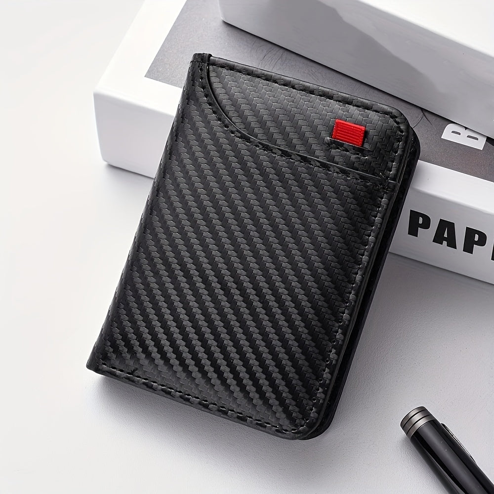 Ultra-slim carbon wallet for men, 11.1 x 8 x 1.2 cm