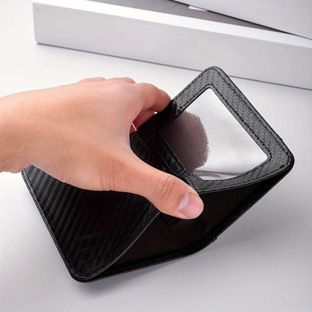 Ultra-slim carbon wallet for men, 11.1 x 8 x 1.2 cm