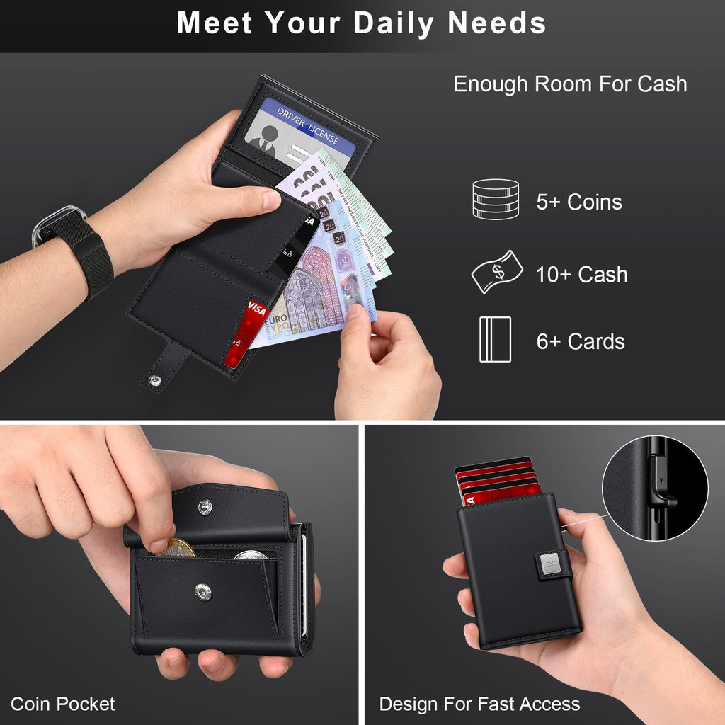 Men's Wallet with Card Ejector, Aluminum Case