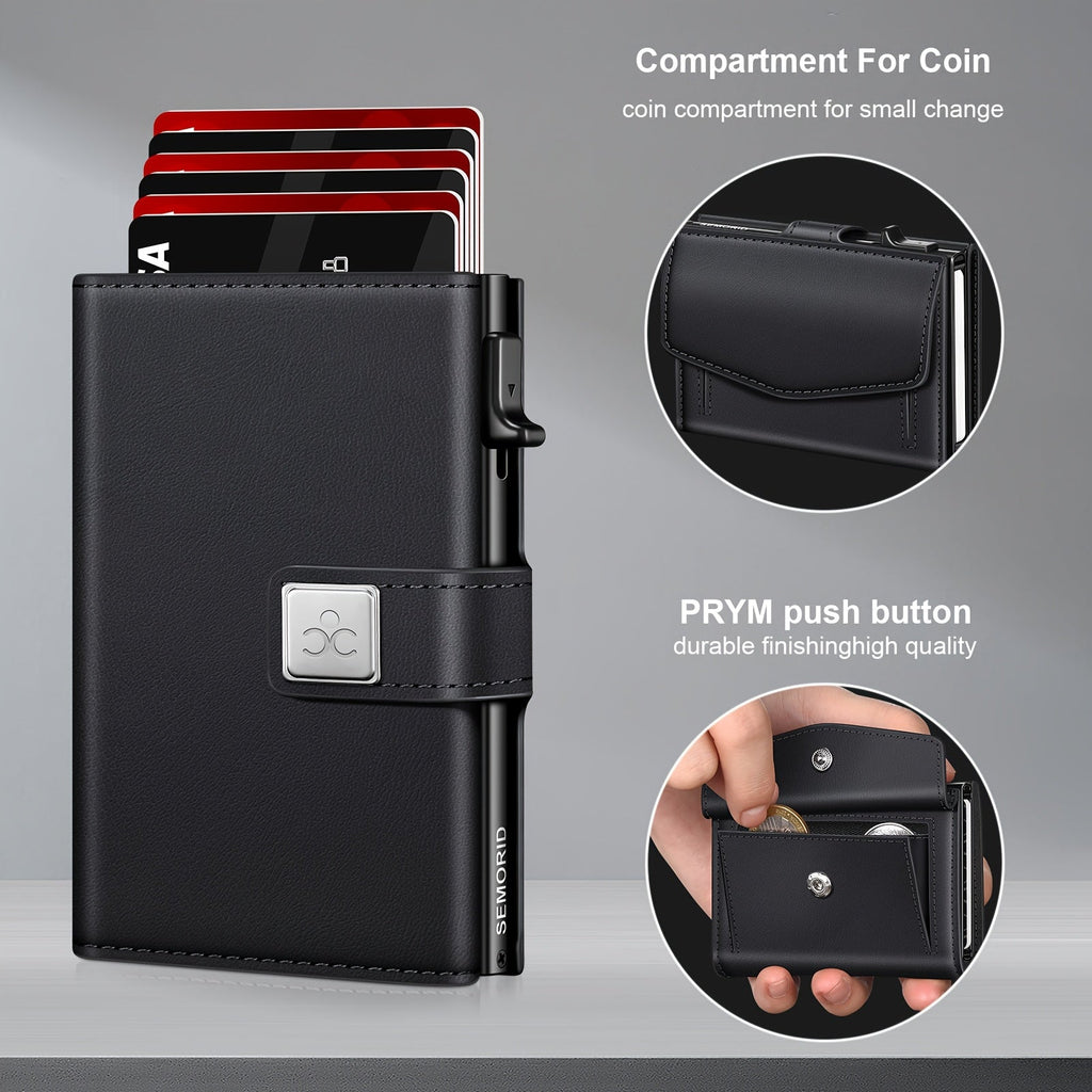 Men's Wallet with Card Ejector, Aluminum Case