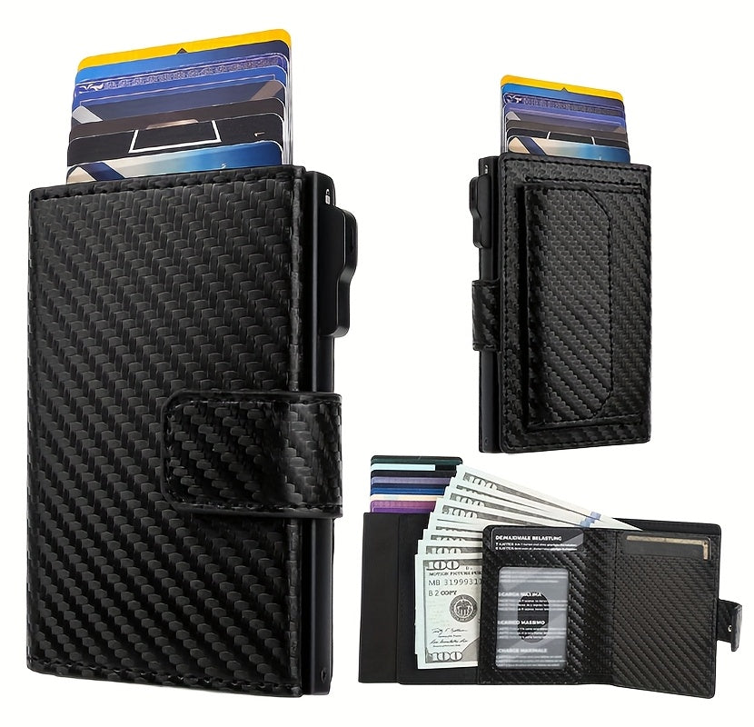 Compact Men's Wallet with Metal Charger and Snap Pocket