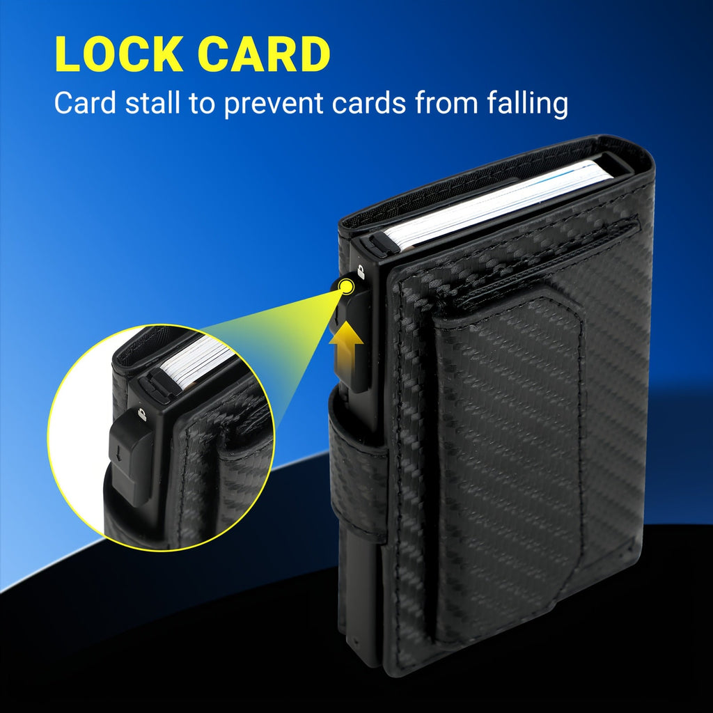 Compact Men's Wallet with Metal Charger and Snap Pocket